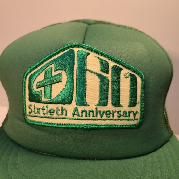 Vintage 90s Trucker Hat Church Sixtieth Anniversary Patch Mesh Adjustable Hat - Picture 2 of 7